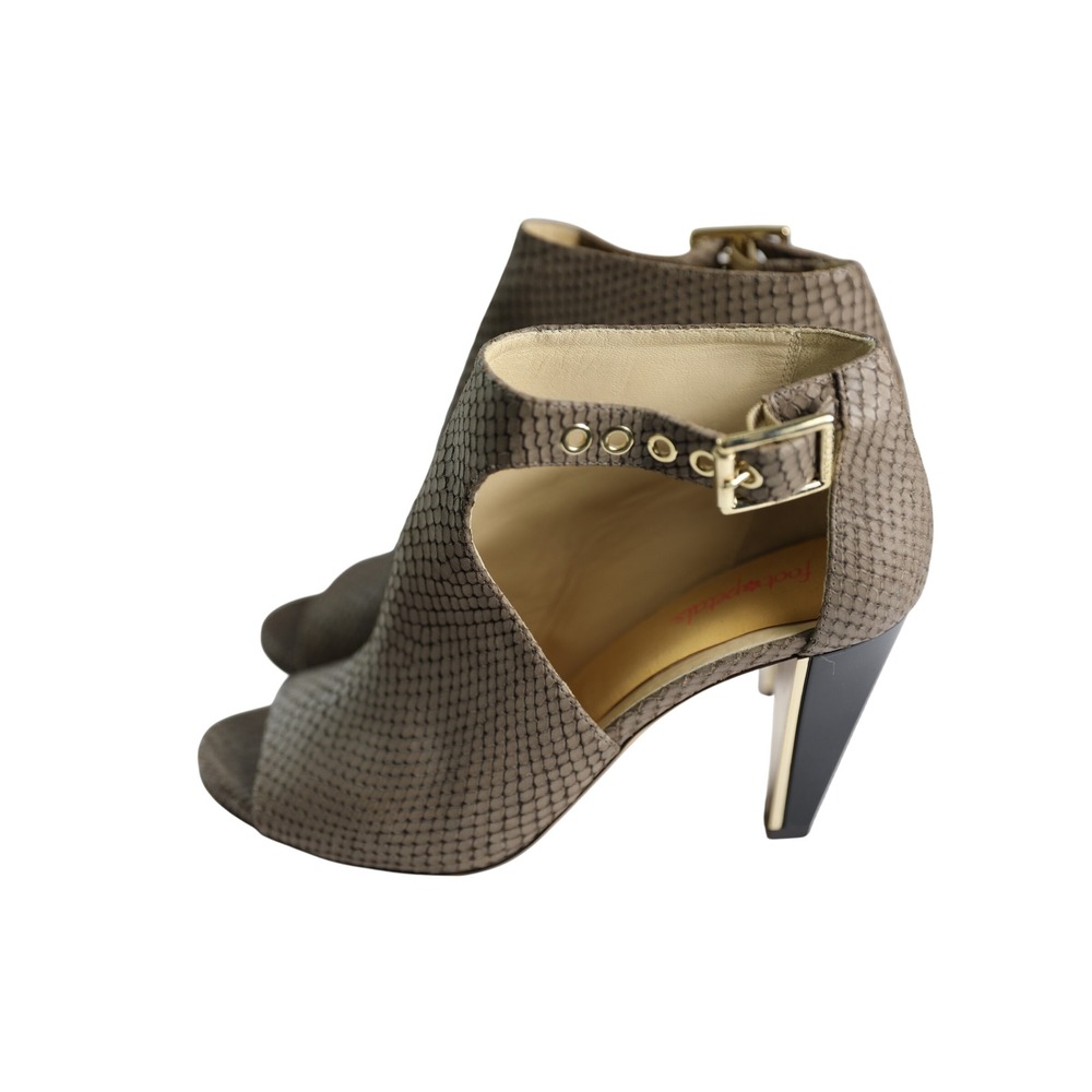 Jimmy‎ Choo Grey Snakeskin Peep Toe Ankle Booties Cutout Buckle Heels Size 38 - Picture 5 of 8